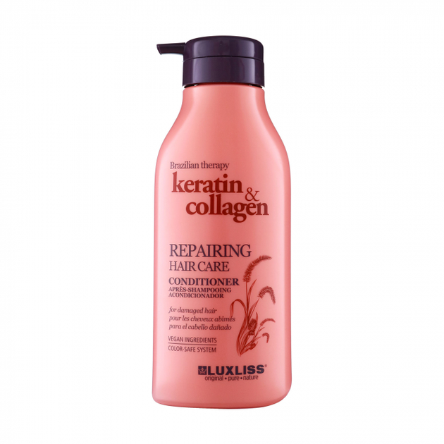 Кондиціонер для волосся що відновлює Luxliss Brazilian Therapy Repairing Hair Care Conditioner Keratin&Collagen 500 мл