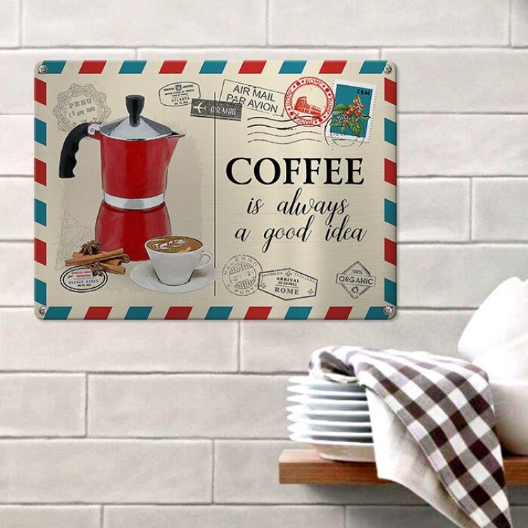 Табличка интерьерная металлическая "Coffee is always good idea"
