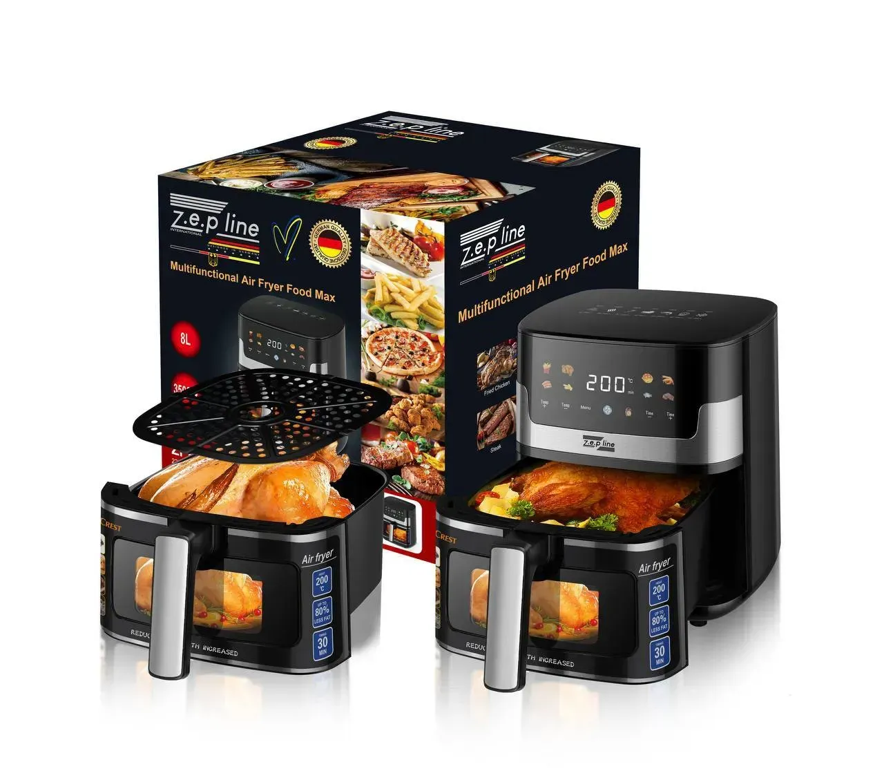 Аэрофритюрница Zepline ZP-215 8 л 3500 Вт/антипригарная чаша 5,5 л (ML-04967)