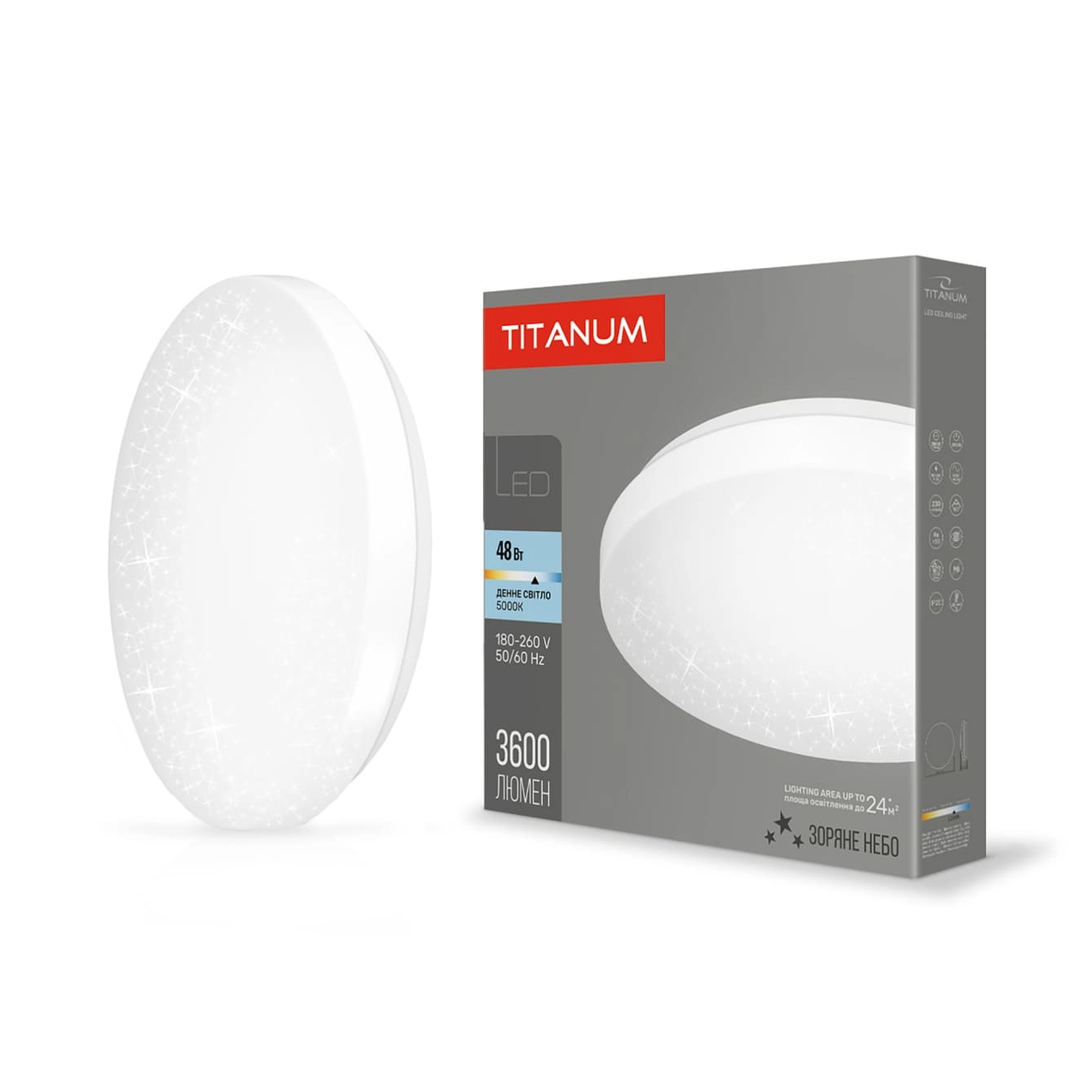 Светильник LED настенно-потолочный TITANUM 48W 5000K Звездное небо (TLCL-485S)
