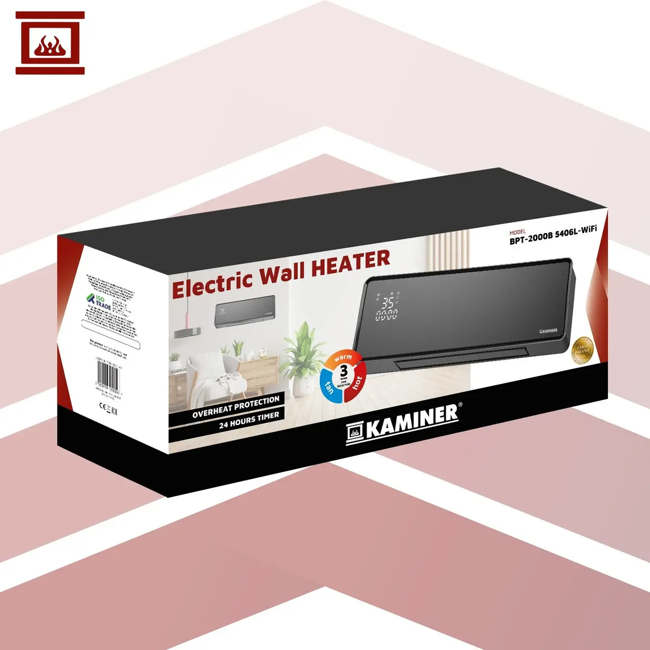 Нагрівач-повітряна завіса KAMINER 26399 Wi-Fi настінний пульт ДК 2000 Вт Black (26399) - фото 7