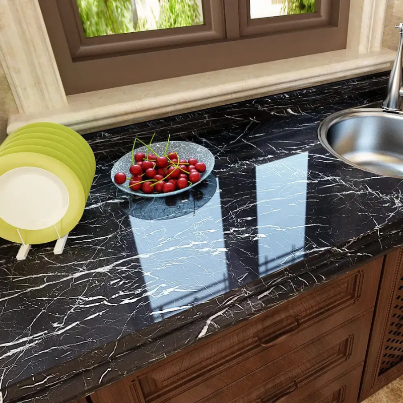 Плівка самоклейна під темний мармур для декору поверхонь 5 м х 60 см Чорний (2400547853) - фото 9 Плівка самоклейна під темний мармур для декору поверхонь 5 м х 60 см Чорний (2400547853) - фото 9