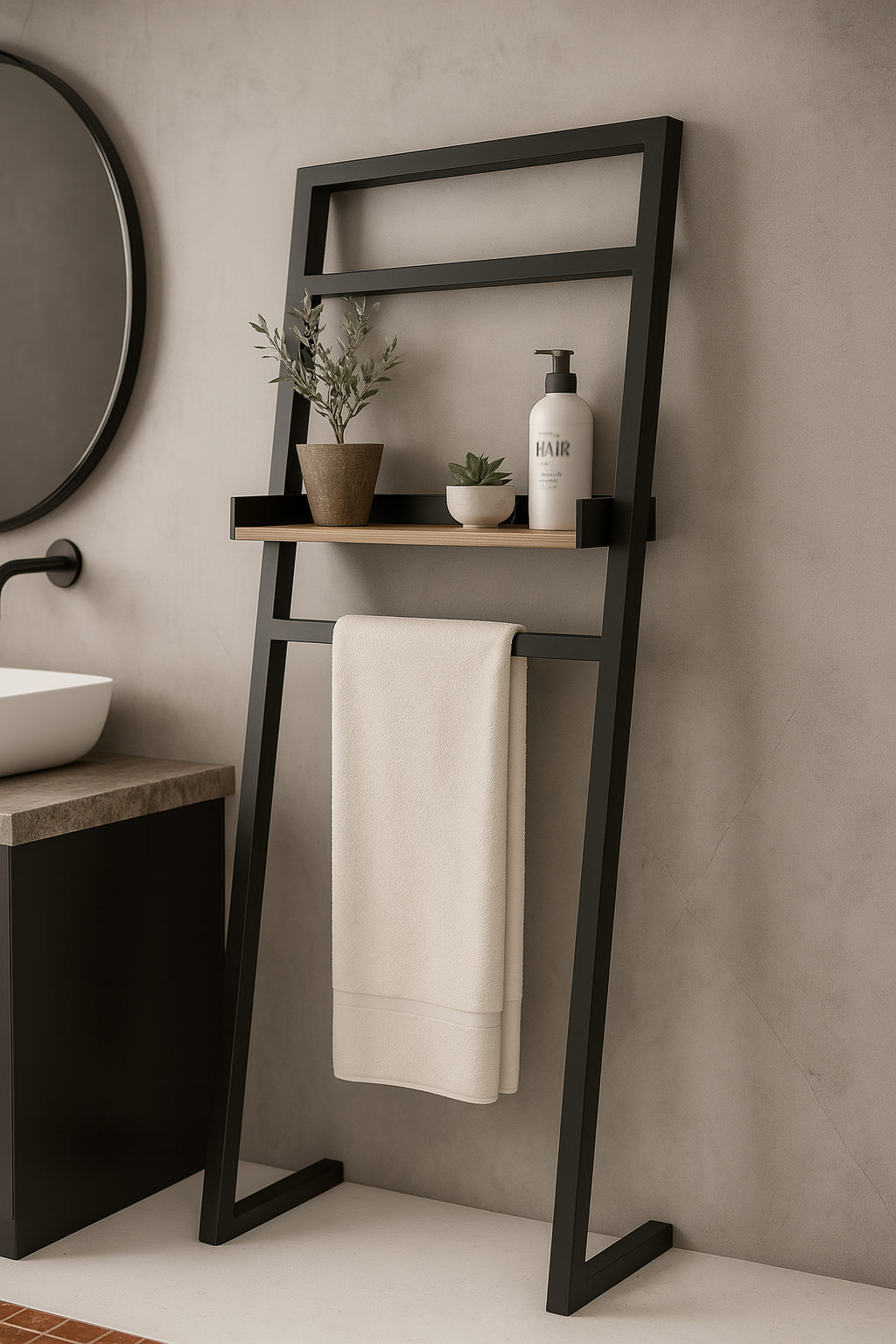 Вешалка-полка для ванной комнаты EcoLoft IN-2843 в стиле лофт 60х20х150 см (28768894)