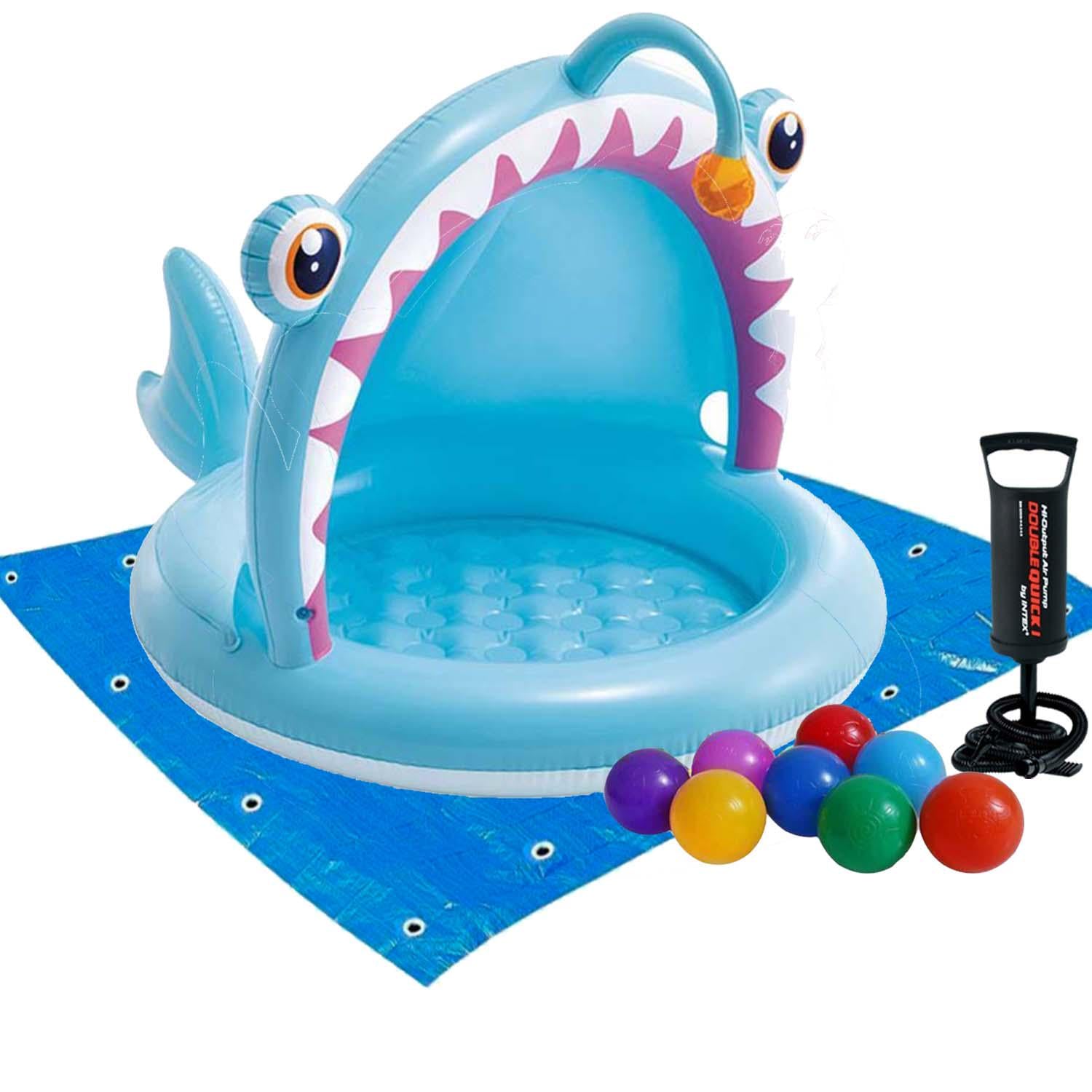 Бассейн детский надувной Intex 58419 Рыбалка с навесом/с шариками/подстилкой насосом 127х102х86 см 10 шт. (175580)