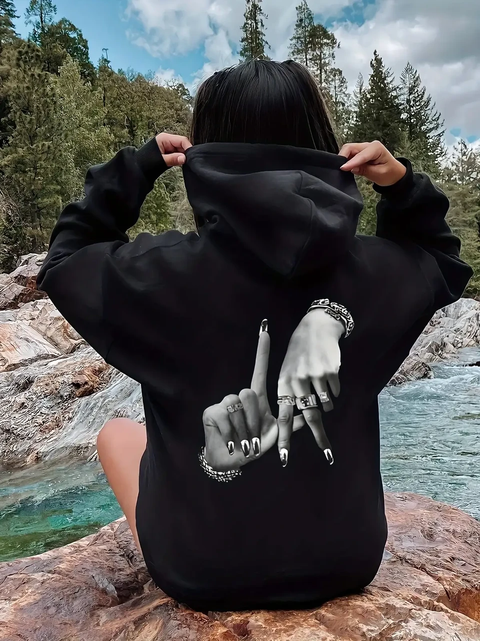 Худі жіноче з принтом Pin-000-2760 XXL Чорний (2700322449)