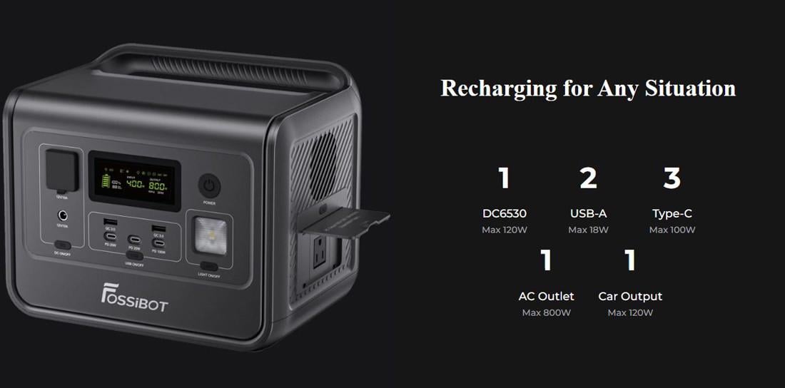 Зарядна станція Fossibot F800 UPS 800W 512Wh (2801198747) - фото 5