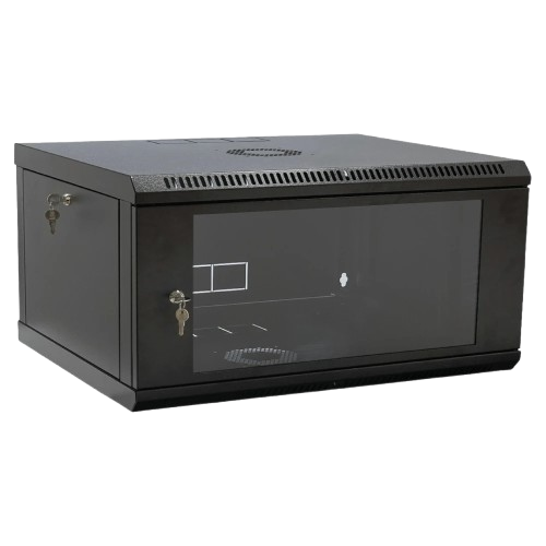 Шкаф коммутационный разборный со стеклом 4U 19" настенный до 70 кг 600x400x284 мм Черный (1966cf03)