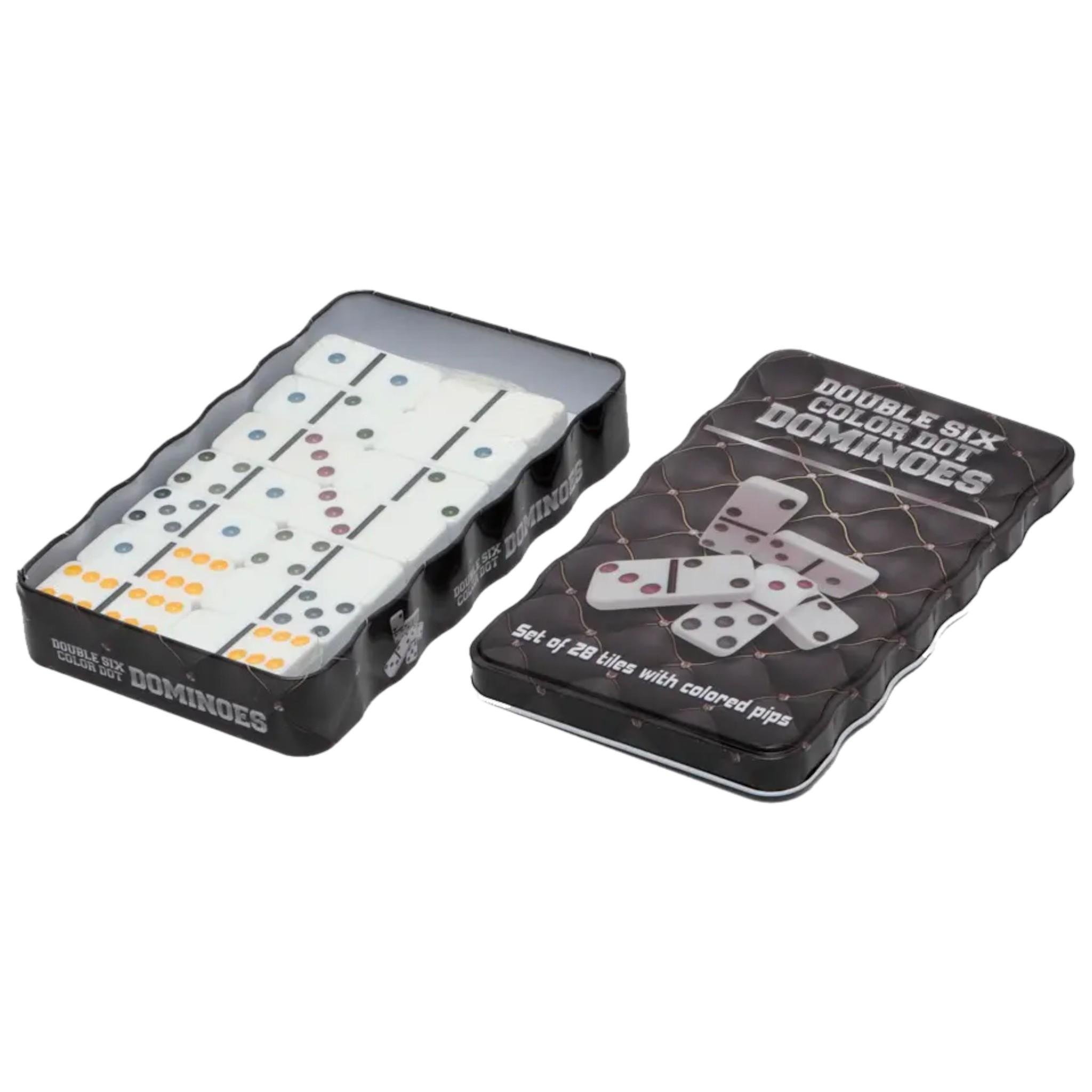 Гра настільна Доміно Dominoes Set 6 color dot Wave у жерстяному боксі (25776280) - фото 3 Гра настільна Доміно Dominoes Set 6 color dot Wave у жерстяному боксі (25776280) - фото 3