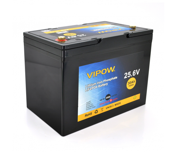 Аккумуляторна батарея Vipow LiFePO4 25,6V 30Ah для монтажа в стойку 25A