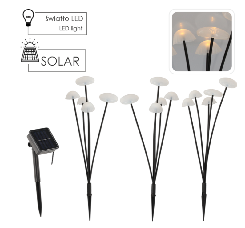 Садовая лампа GardenLine SOL6100 43 см в форме 3 грибов 15 LED теплый белый свет (1236) - фото 2 Садовая лампа GardenLine SOL6100 43 см в форме 3 грибов 15 LED теплый белый свет (1236) - фото 2