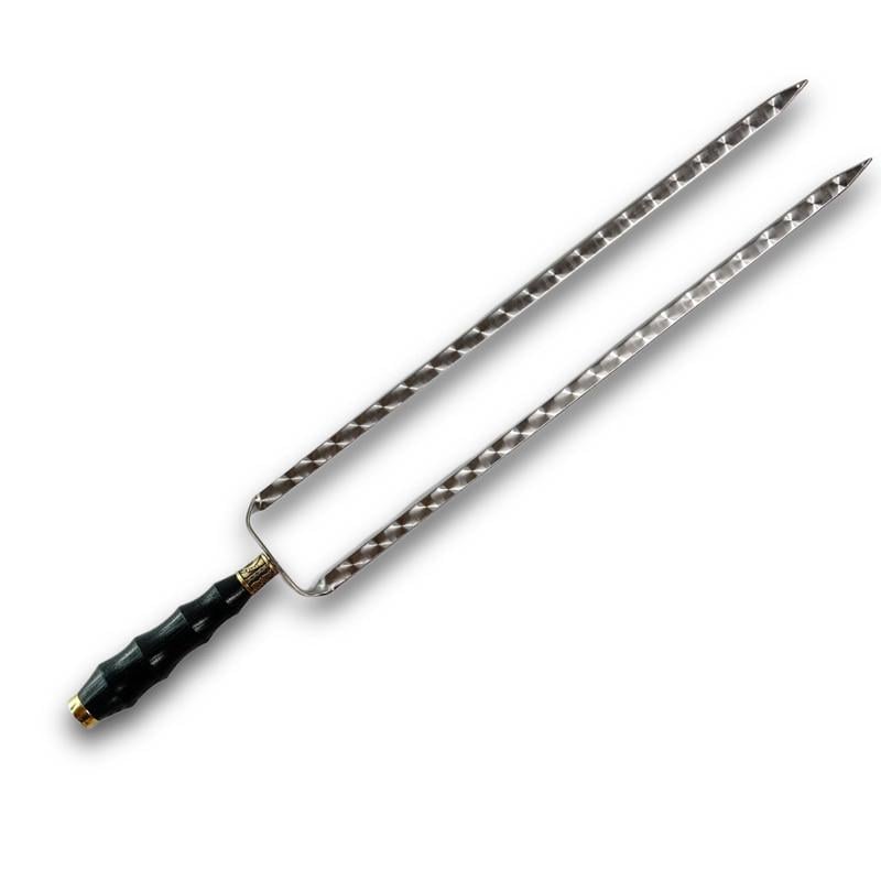 Шампур двойной Украинский герб с деревянной ручкой круг (SKK27)