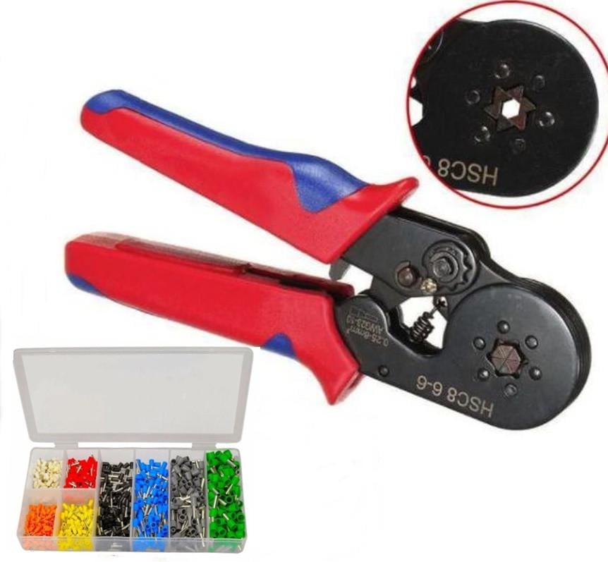 Крымпер-клещи обтимные 6 кулачков набор наконечников 1200 шт. HSC8-6 0,25-6 мм Крымпер-клещи обтимные 6 кулачков набор наконечников 1200 шт. HSC8-6 0,25-6 мм