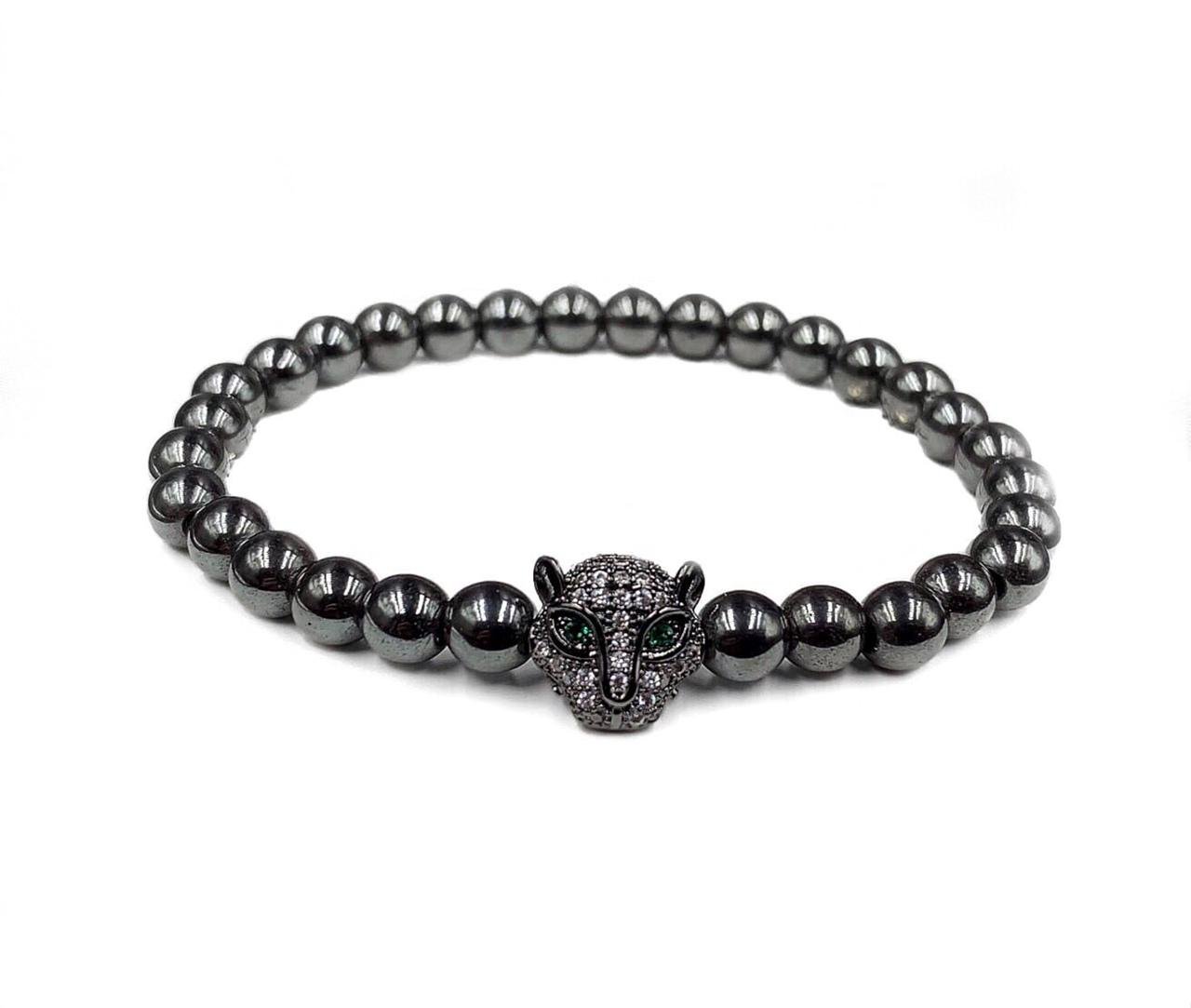 Браслет из гематита с пантерой р. 22 Черный (13001) Браслет из гематита с пантерой р. 22 Черный (13001)