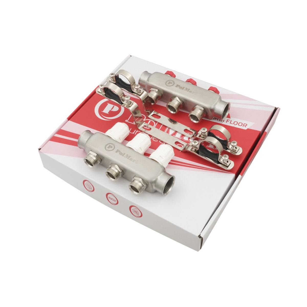 Коллектор Polmark 1x3/4 3 выхода с термоклапанами без евроконусов - фото 3 Коллектор Polmark 1x3/4 3 выхода с термоклапанами без евроконусов - фото 3