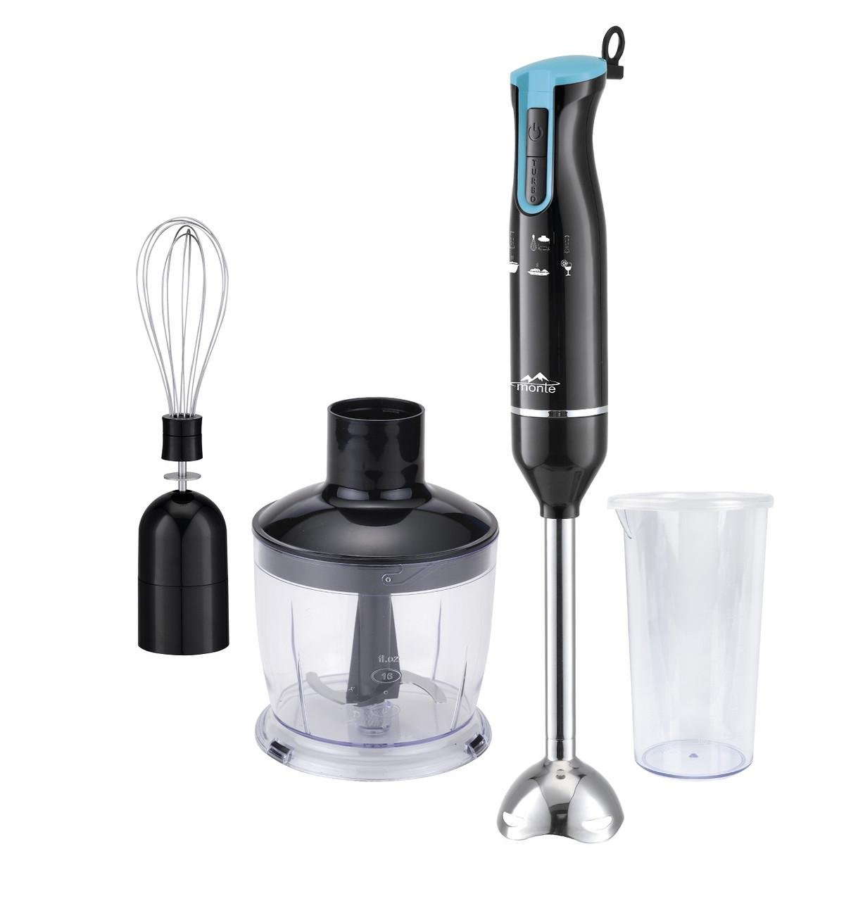 Блендер погружной Monte 3в1 700 Вт Черный с бирюзовым (d8719bdd)