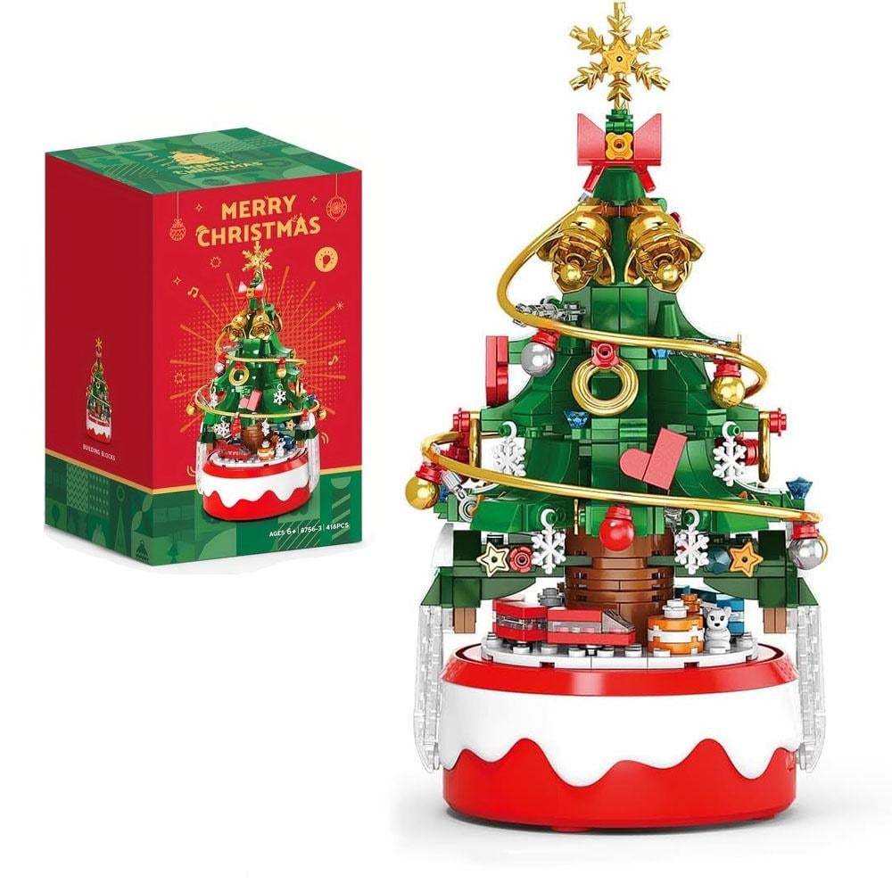 Конструктор Новогодняя елка с музыкой и подсветкой поезд экспресс и гирлянды на 380 деталей (29829371)