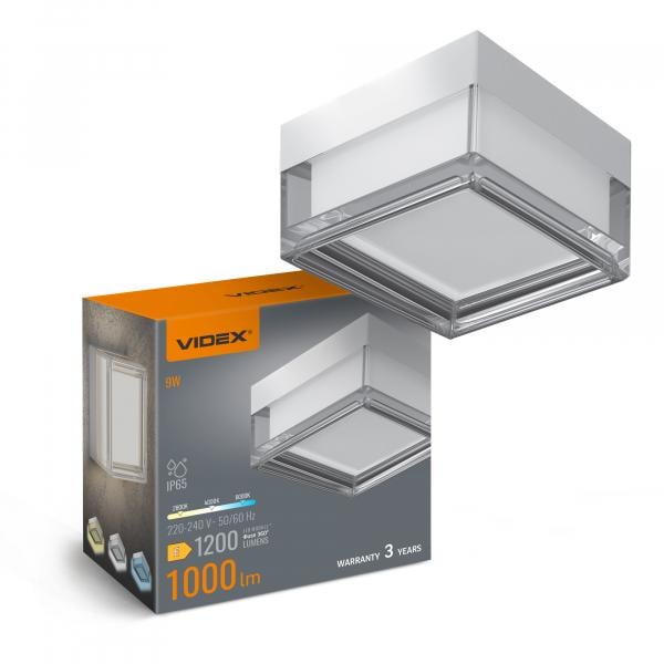 Светильник квадратный Videx BHD02 LED 9W 2800-4000-6000K White (33359472)