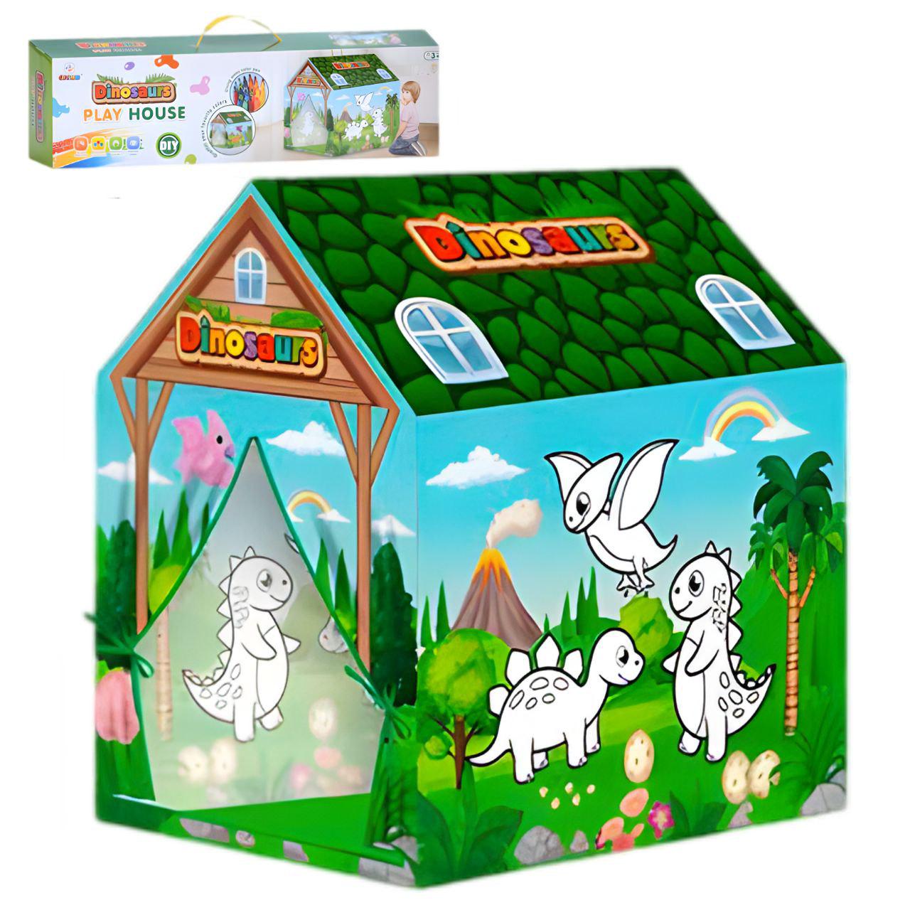 Палатка-раскраска творческая MR 1264-2 с принтом динозавров с фломастерами 103х69х93 см (25790419)