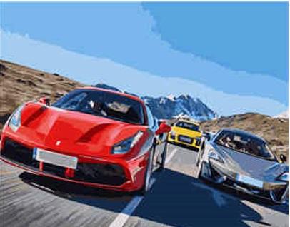 Набір для розпису за номерами Strateg Перегони на машинах 40х50 см (VA-0122-mt)