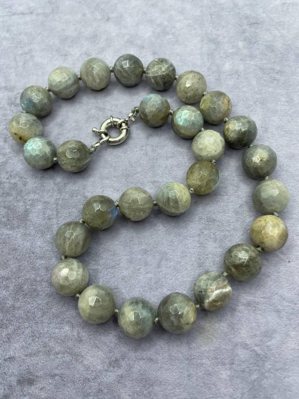 Бусы лабрадор 45 см 14 мм Серый (10216)