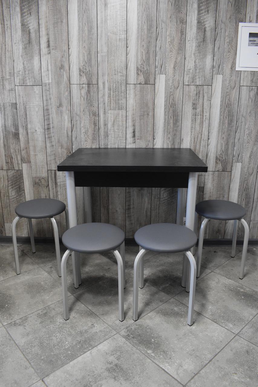 Кухонний комплект Оскар стіл розкладний/табурети 4 шт. Стандарт 60х80/80х120х75 см Чорний/Сірий (28374374)