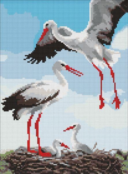 Алмазная мозаика Ideyka Семья аистов 30x40 см (Id-AMO8063)