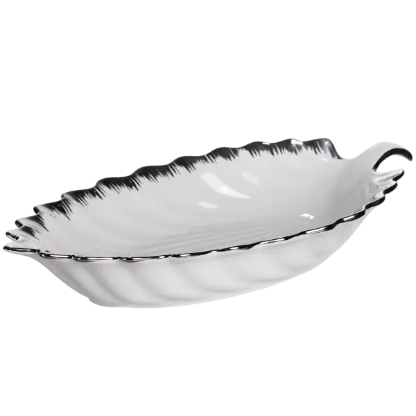 Блюдо для сервировки Elm 37х18х5 см фарфоровое Серебристый (147-107-2552-1S)