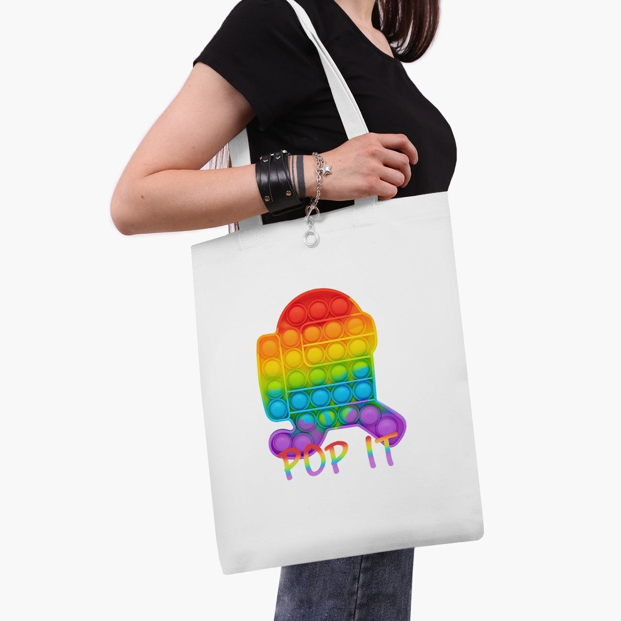 Еко сумка шоппер Pop It Bubble Dimbl Amons Us 41x35 см Білий (9227-3280-WT1)