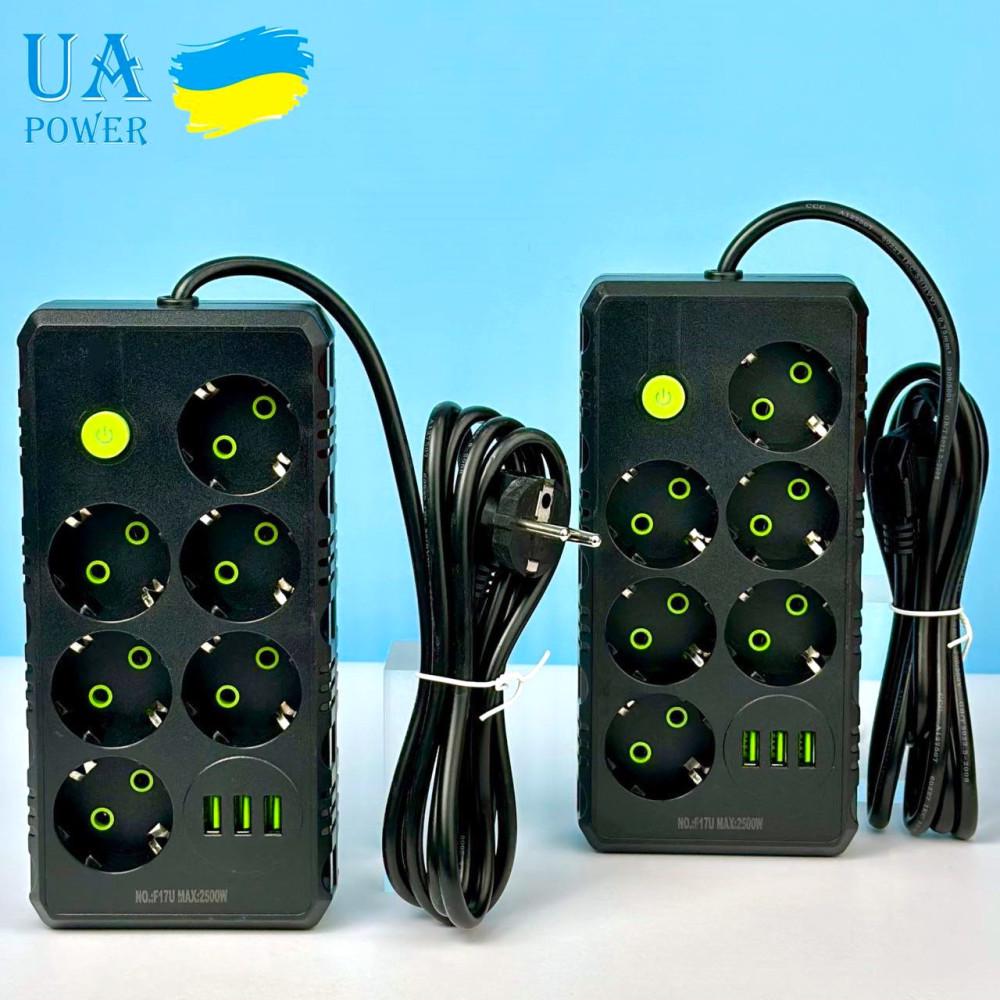 Удлинитель сетевой UA Power на 6 розеток + 3 USB 2 м (F17U) - фото 2