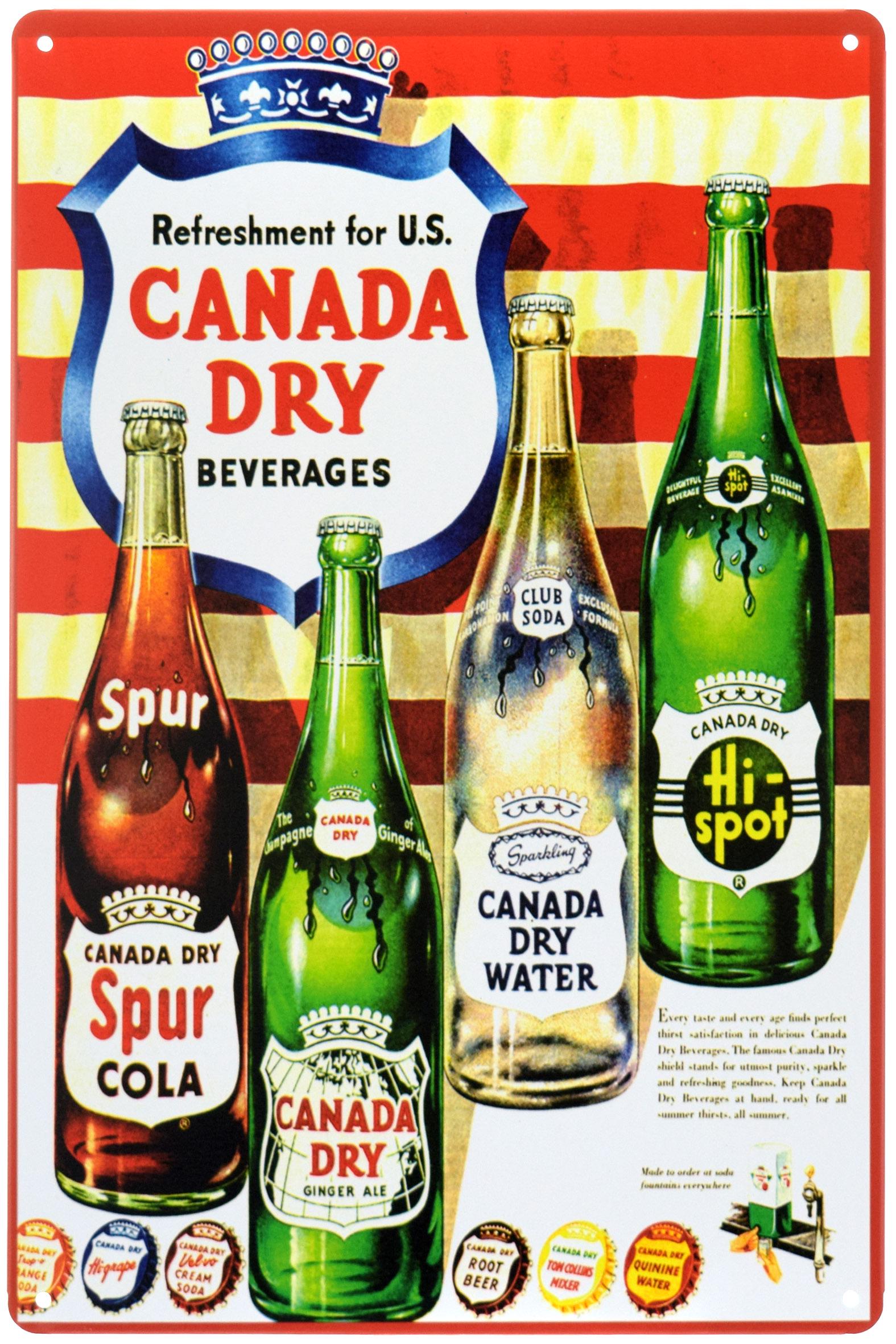 Табличка металева Канадські Напої/Canada Dry 20x30 см