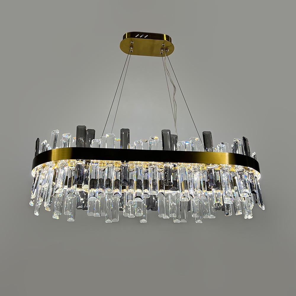 Люстра подвесная овальная с хрусталем 100х30 см Латунь (MJ 210 L-1000 AB)