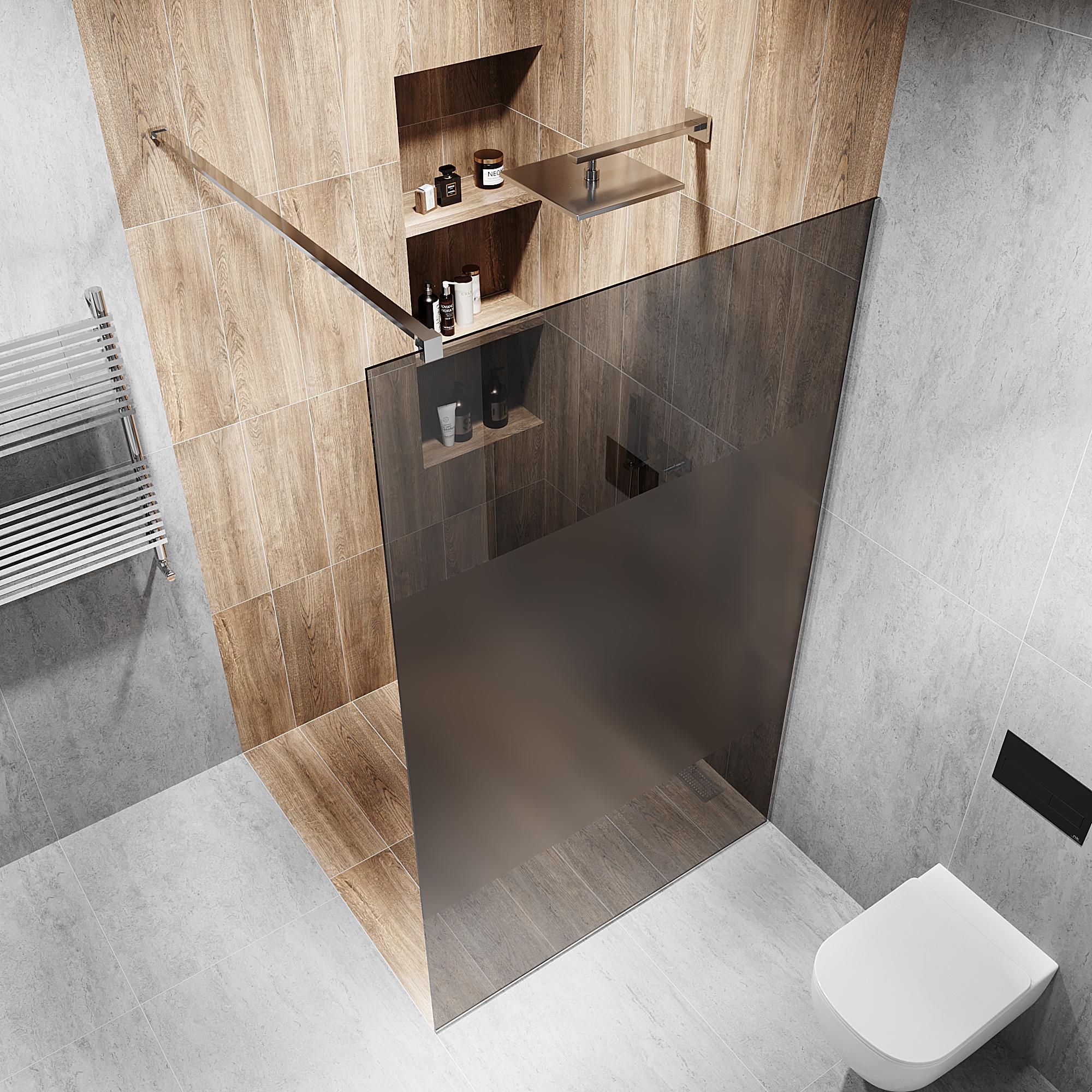 Перегородка скляна душова 2000х600 мм скло графіт з фурнітурою PSS полірованою - фото 2 Перегородка скляна душова 2000х600 мм скло графіт з фурнітурою PSS полірованою - фото 2