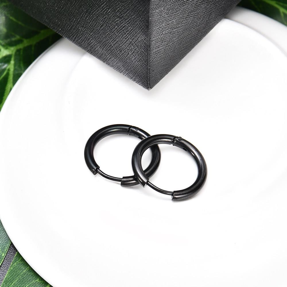 Сережки чоловічі кільця зі сталі 2 шт. Чорний (1240276531)