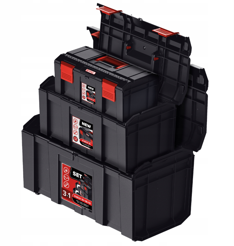 Набор из 3 ящиков для хранения инструментов QBRICK REGULAR R-BOX SET 19/16/13 модульные пластиковые (leo-140198)