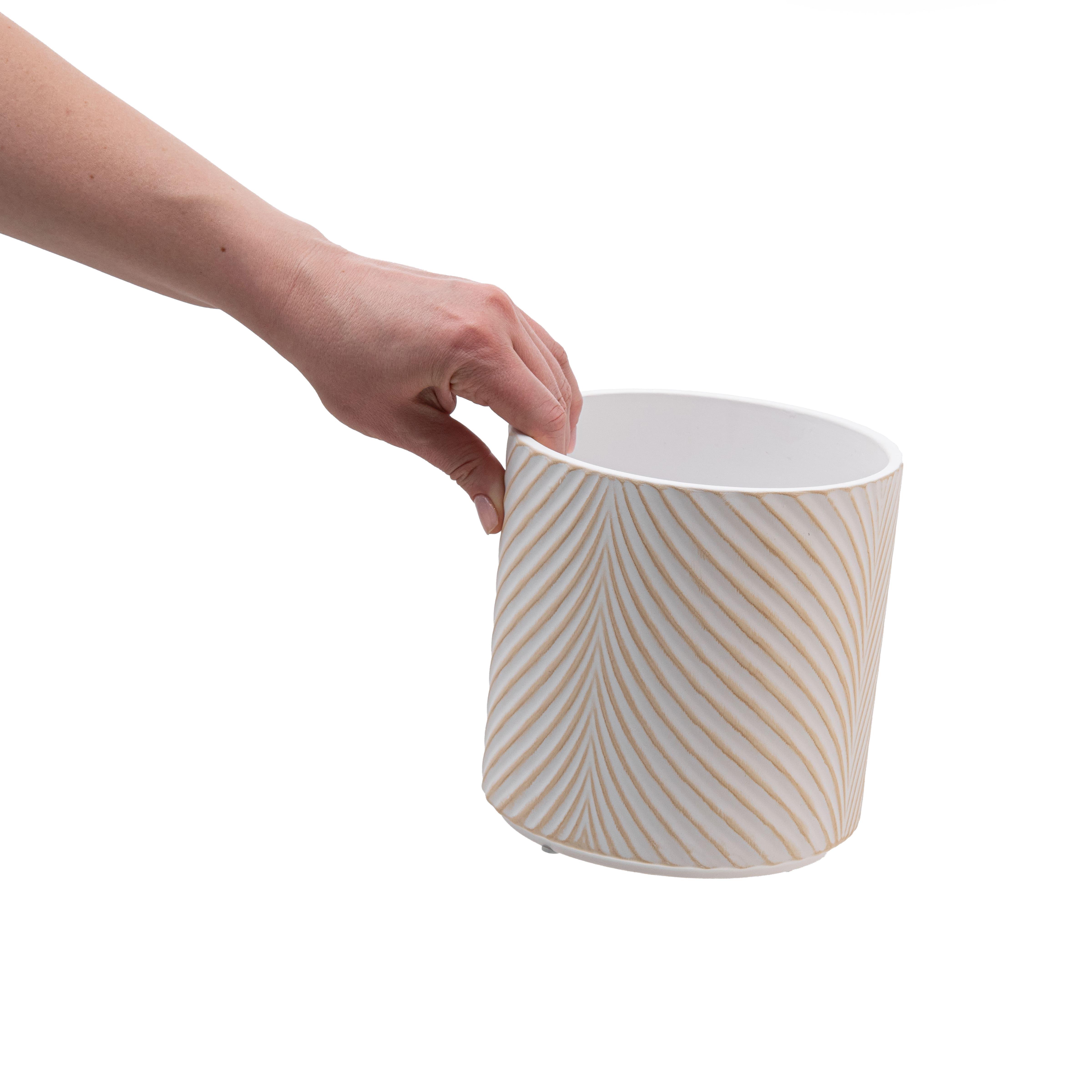 Набор кашпо для цветов керамические elemi Листок круглый 1,3 л/ 2,3 л/ 4,5 л Белый/Бежевый (УТ-00094681) - фото 11