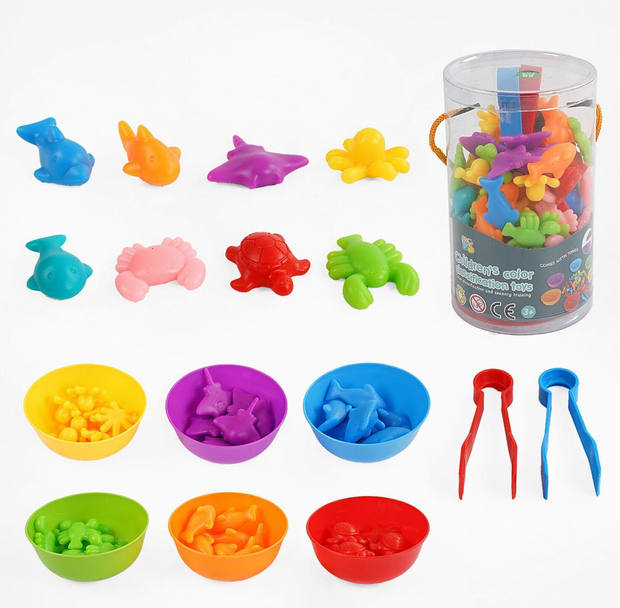 Розвиваюча гра Fun Game FD2188-16 Сортер Монтессорі сортуй по кольорам з пінцетами та тарілочками Морські мешканці (1905297112) - фото 12 Розвиваюча гра Fun Game FD2188-16 Сортер Монтессорі сортуй по кольорам з пінцетами та тарілочками Морські мешканці (1905297112) - фото 12