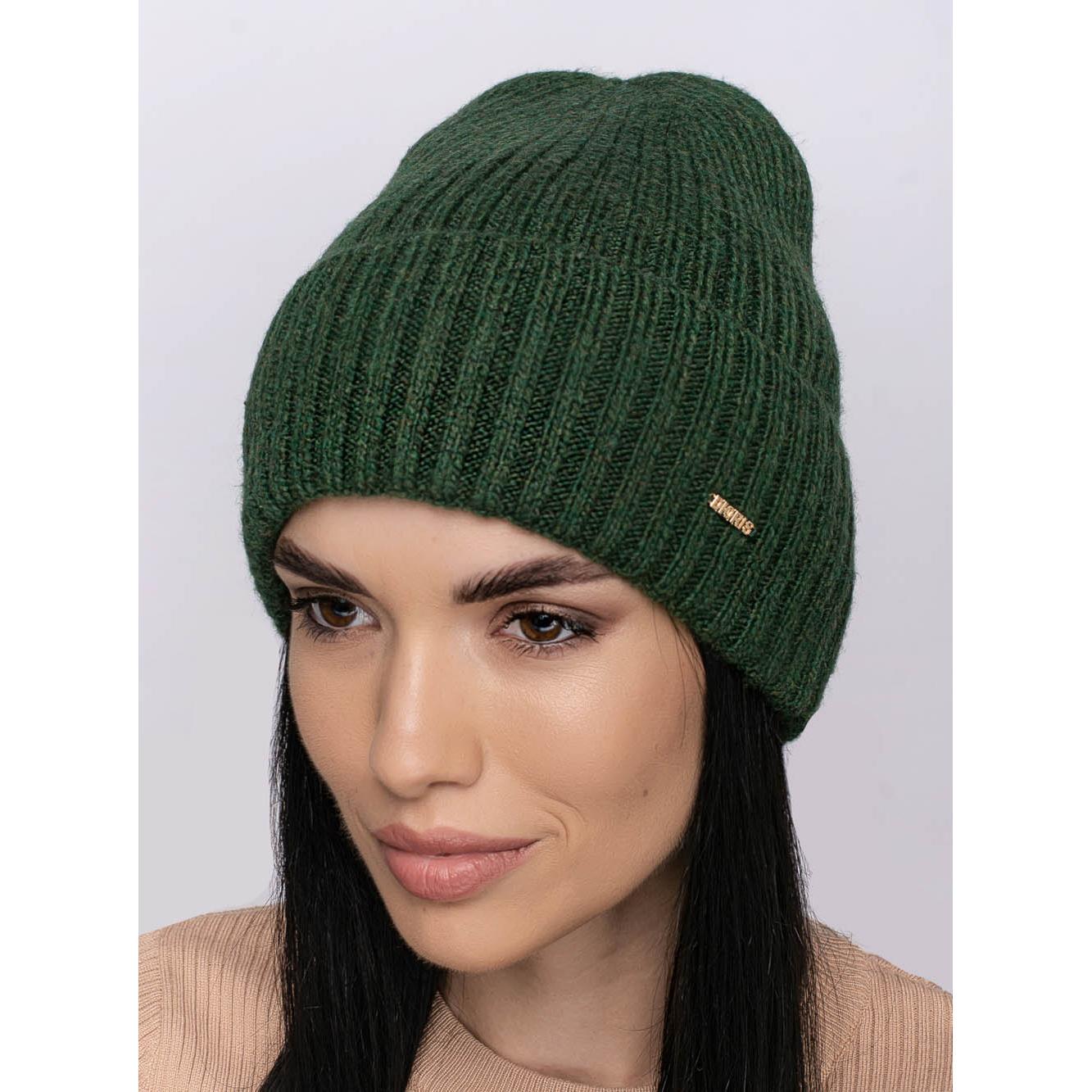 Шапка-колпак женская Leks ЛИНА одинарная из шерсти мерино One size Зеленый (154913)