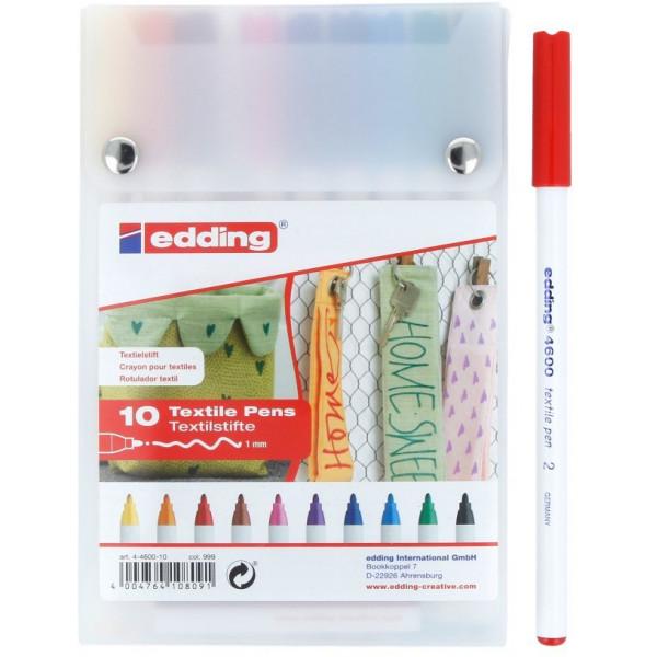 Маркер Edding Textile Classic 4600 1 мм, набір 10 кольорів (4600/10C)