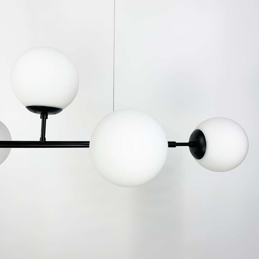 Люстра видовжена на 6 плафонів кріплення на планці тип В Чорний (SGJ 7/6B BK+BK) - фото 5