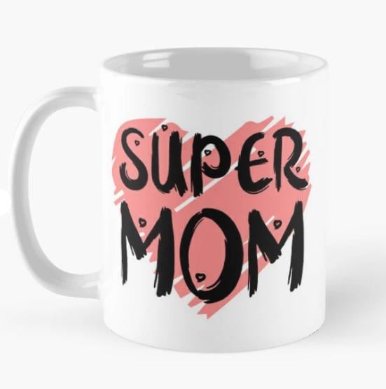 Чашка керамическая с принтом "Super mom" для мамы 330 мл Белый (МАМА20Ч)