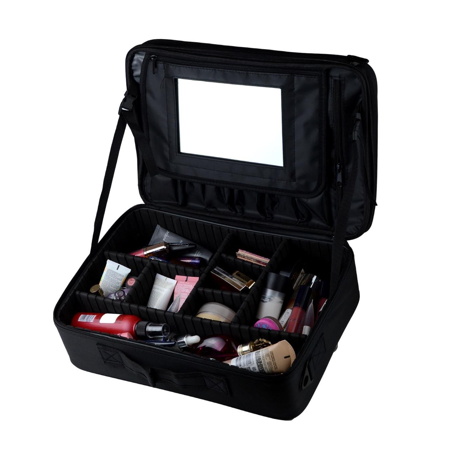 Дорожный органайзер для косметики с зеркалом 40х28х13 см Черный (ОКД-35-24)
