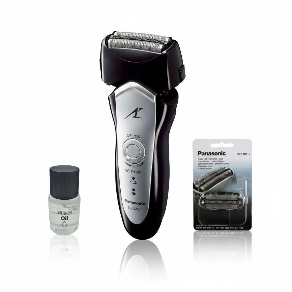 Электробритва Panasonic ES-GA21-S820-AS2 с дополнительным комплектом из сеточки WES-9087Y-1361 и маслом WES-8196X-7911 (32436862)