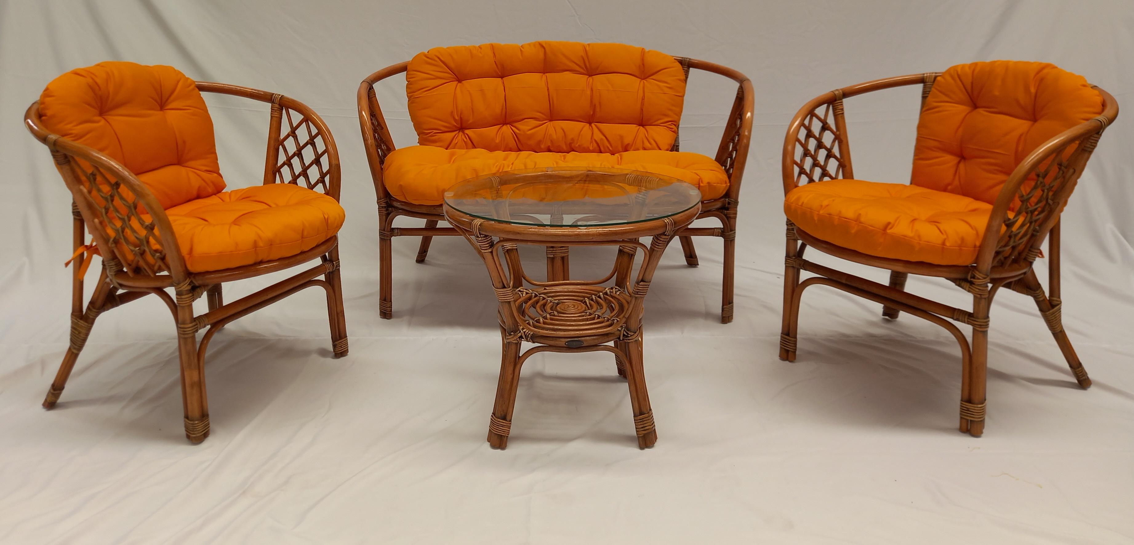 Комплект плетеной мебели из натурального ротанга софа/2 кресла и столик для дома/террасы и кафе (2094377259)