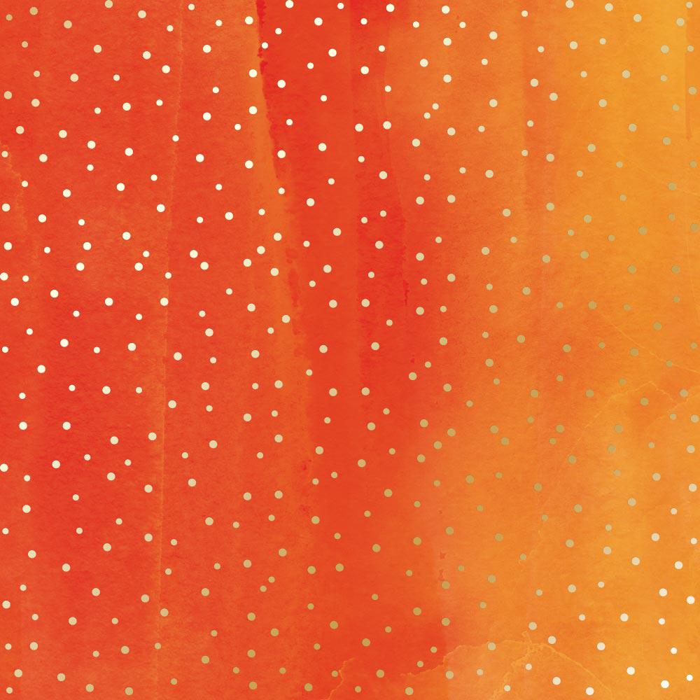 Лист бумаги односторонний Golden Drops с фольгированием 30,5х30,5 см Yellow/Orange/Aquarelle