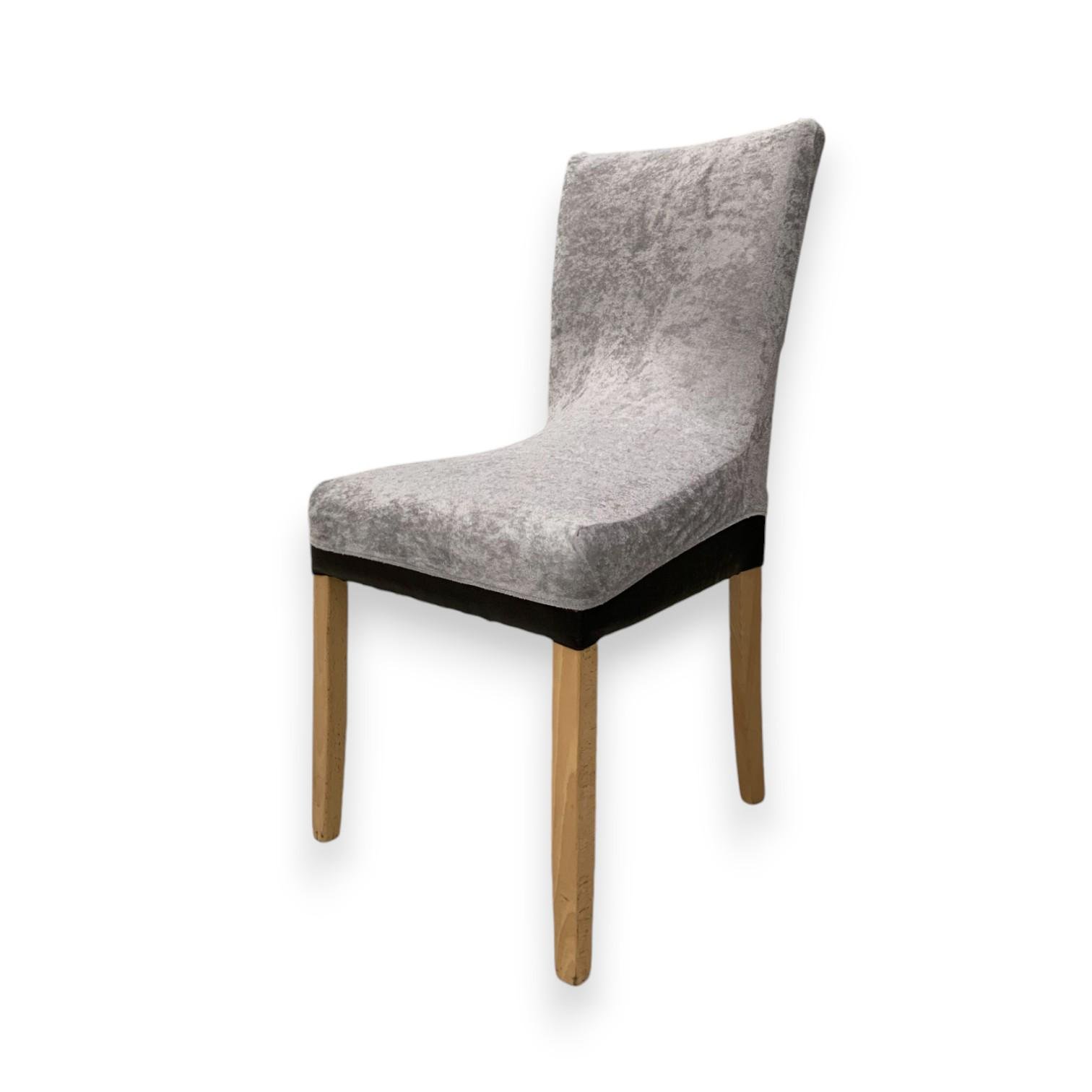 Чехол натяжной на стул GOSPO велюровый Светло-серый (2151544721) - фото 3