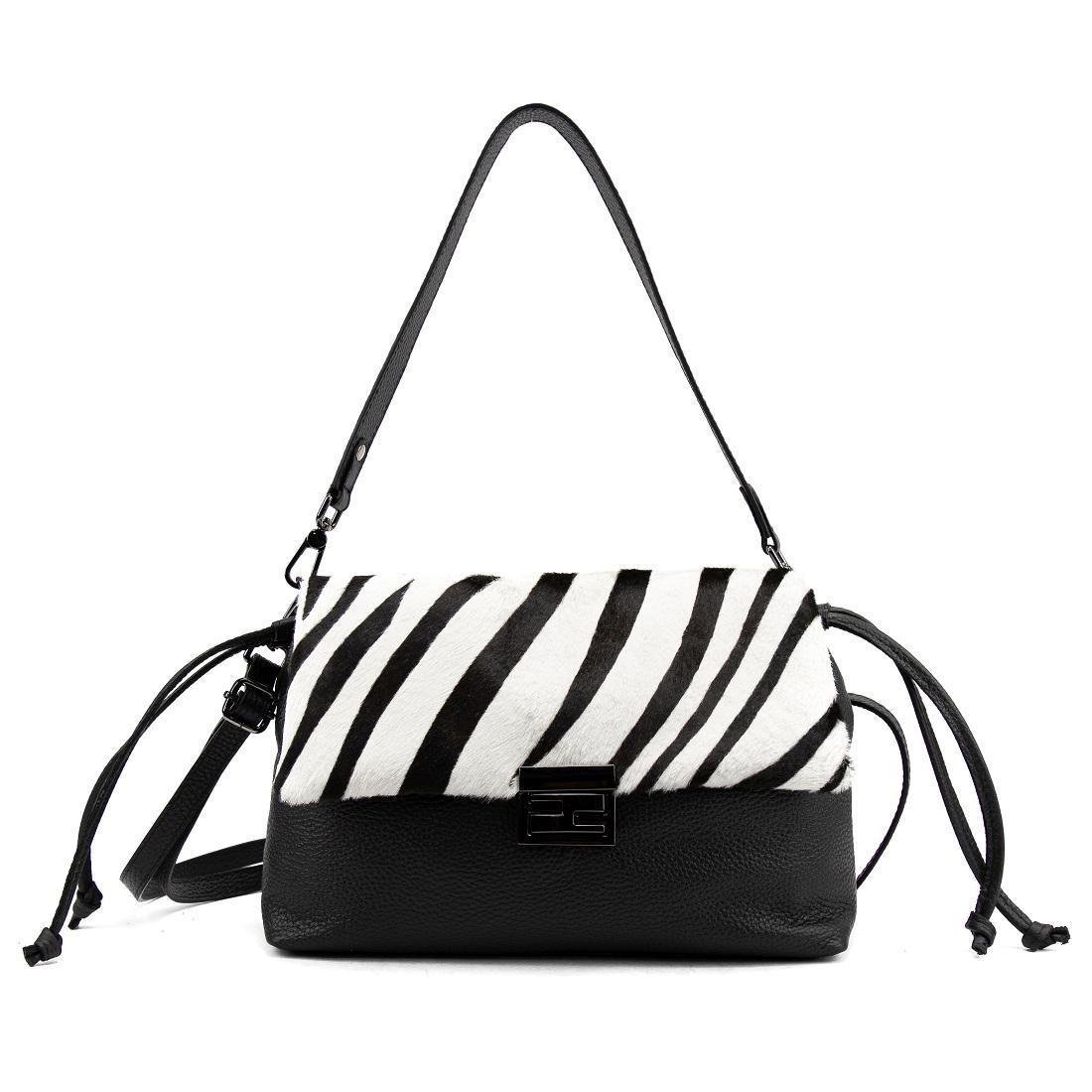 Женская кожаная сумка Tavinchi CH-8585AW-Y с затяжками Черно-белый (2816295294)