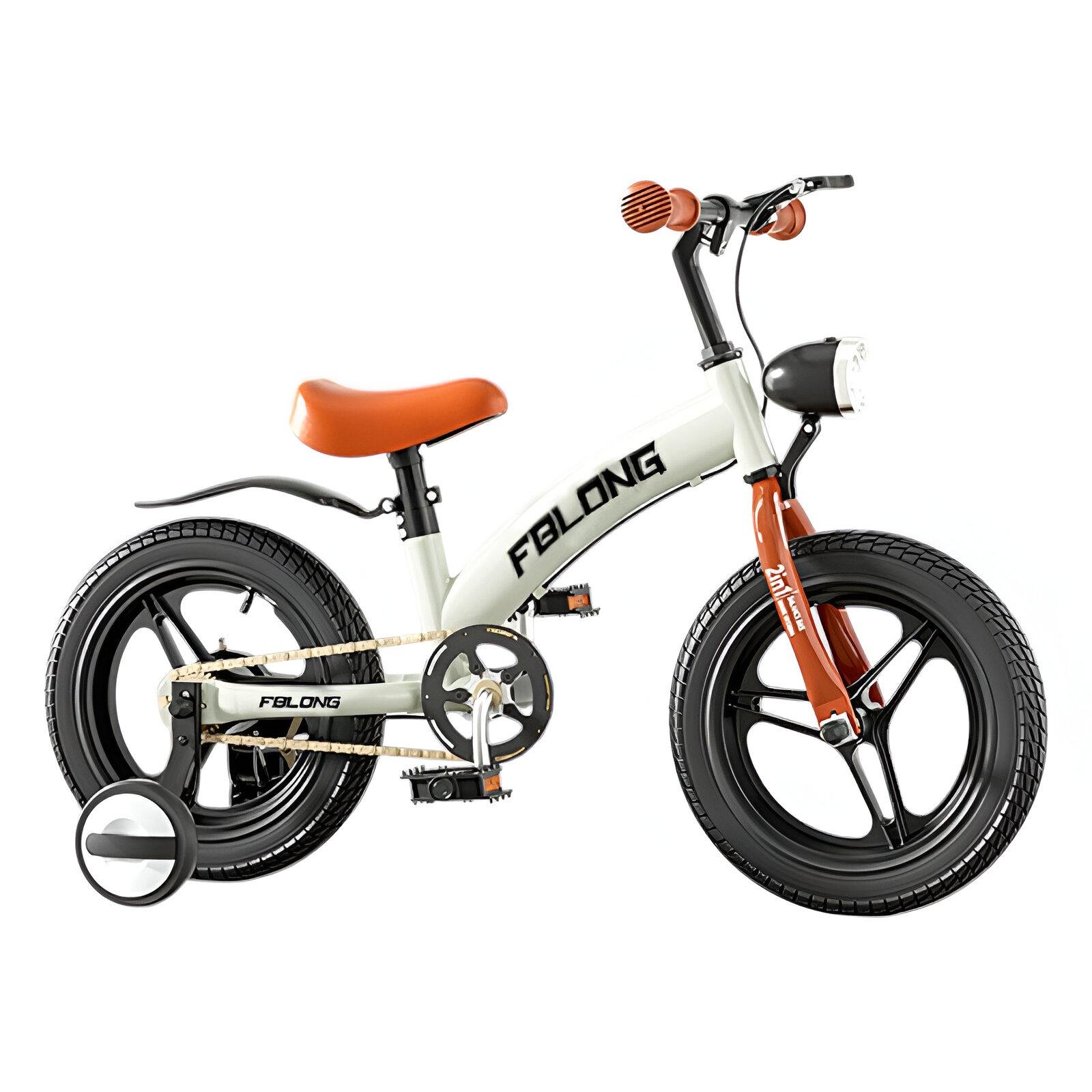 Велосипед детский FBLong 12" с боковыми колесами и металлической фарой Белый с бежевым Велосипед детский FBLong 12" с боковыми колесами и металлической фарой Белый с бежевым
