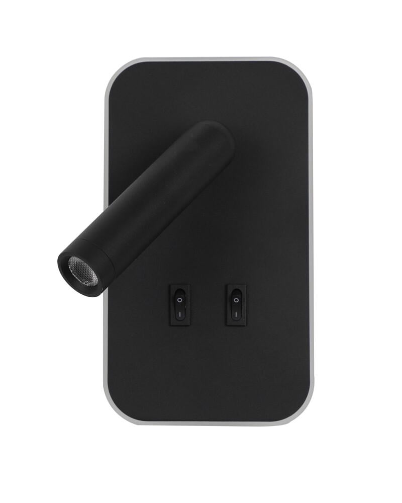 Бра Italux WL-83957-1-BK Doria LED 2x8W 3000K 559Lm IP20 Черный (27489414)