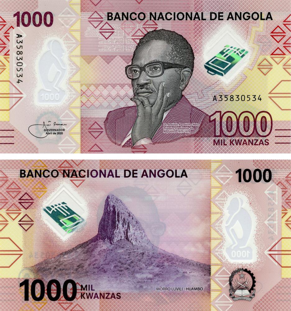 Коллекционная банкнота Ангола 1000 кванза 2020 Полимер UNC PW162 (Б15709)