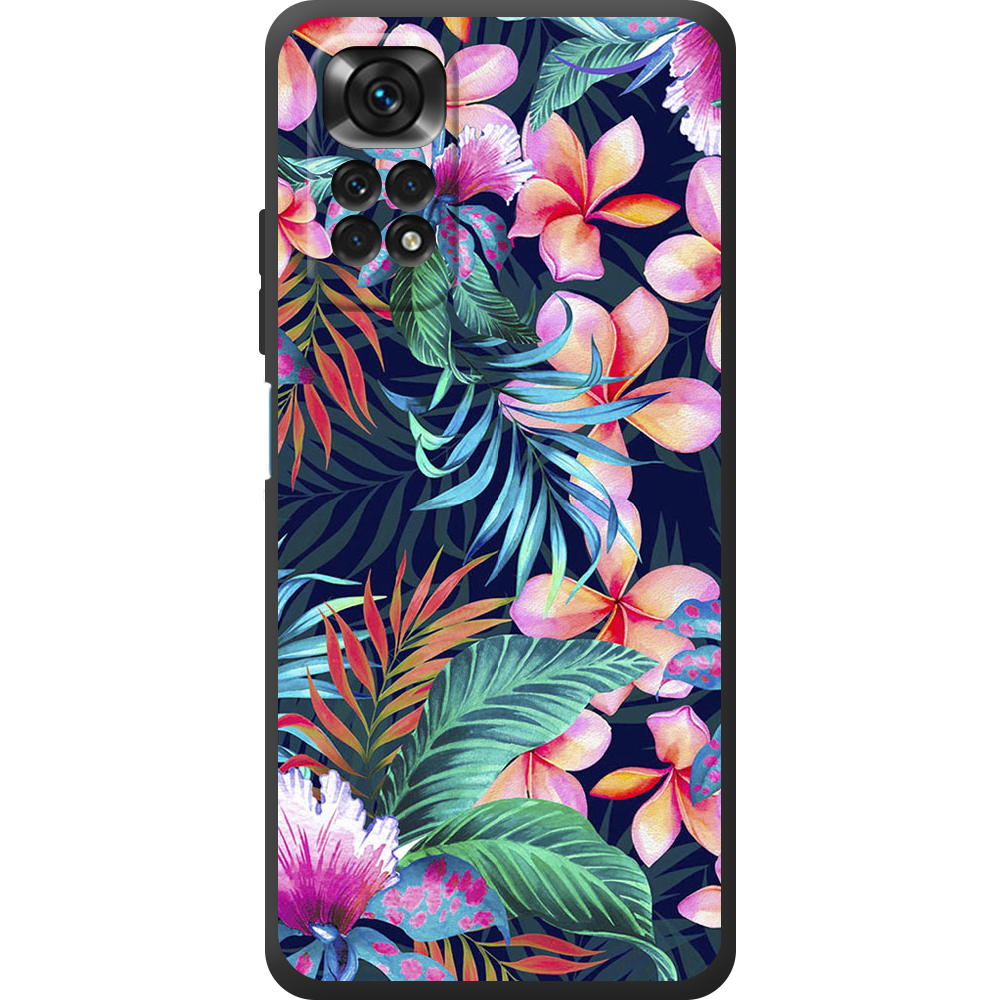 Чохол BoxFace Xiaomi Redmi Note 11 Global Version flowers in the tropics Чорний силікон (44124-up1971-44084)